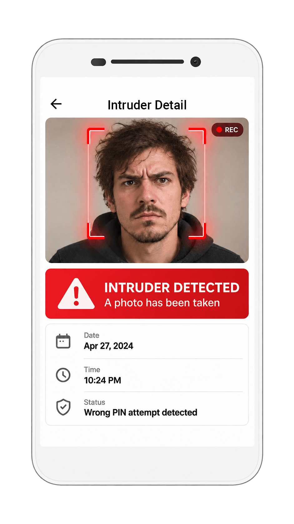 Intruder Selfie security feature in Photo Lock for Android