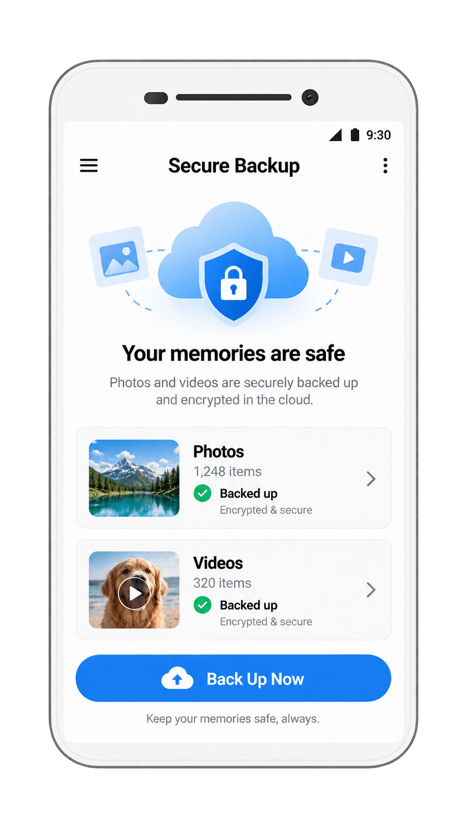 Secure backup feature for private photos and videos in Photo Lock